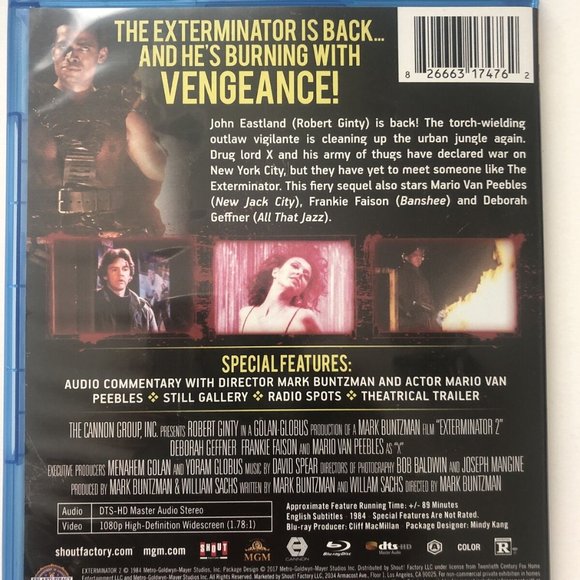 Shout Factory Exterminator 2 Blu-ray OOP- Robert Ginty, Mario Van Peebles-rxtras - Picture 2 of 4